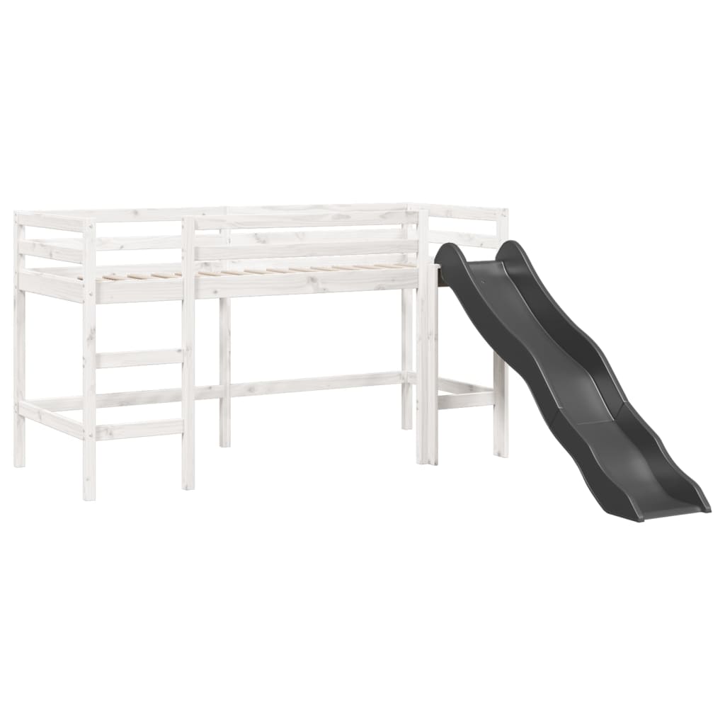 Lit mezzanine enfants et rideaux blanc/noir 80x200cm pin massif Lits & cadres de lit vidaXL   