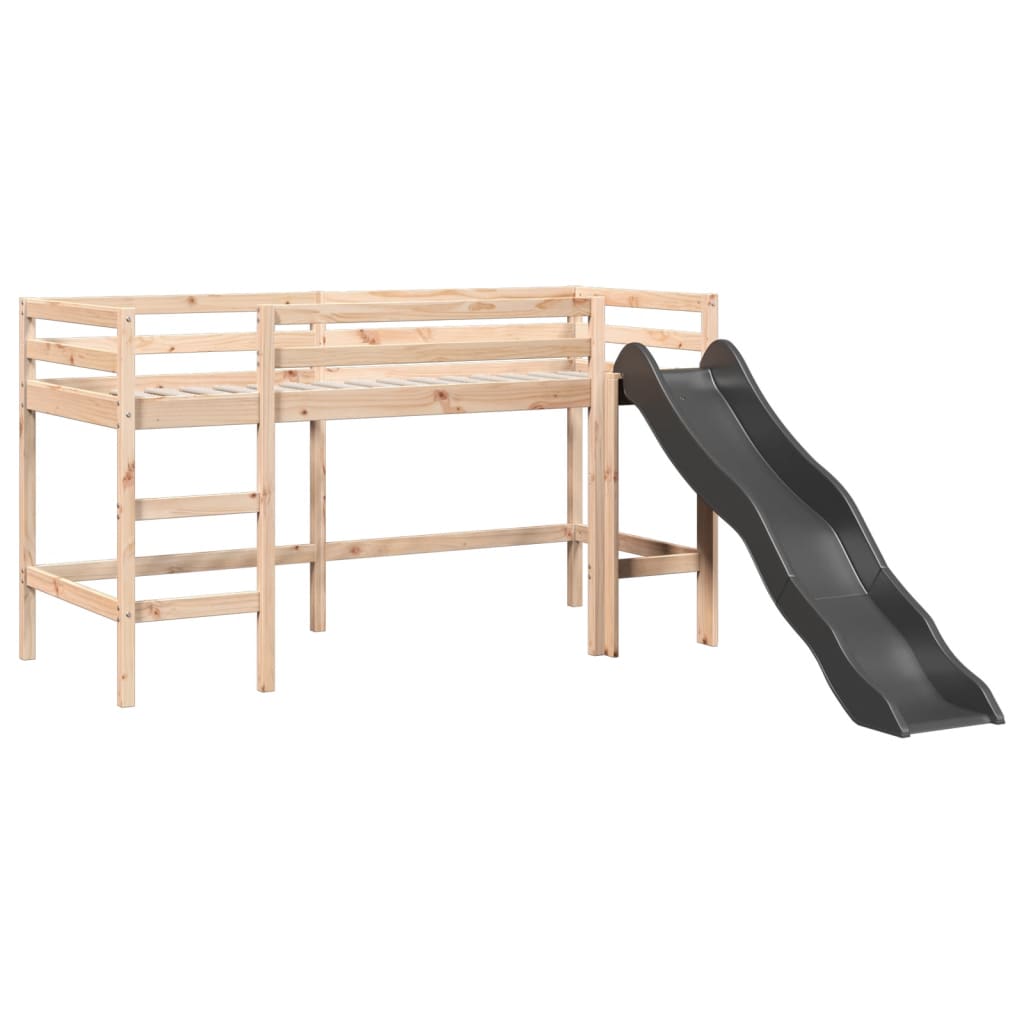 Lit mezzanine enfants et rideaux bleu 90x190cm bois pin massif Lits & cadres de lit vidaXL   