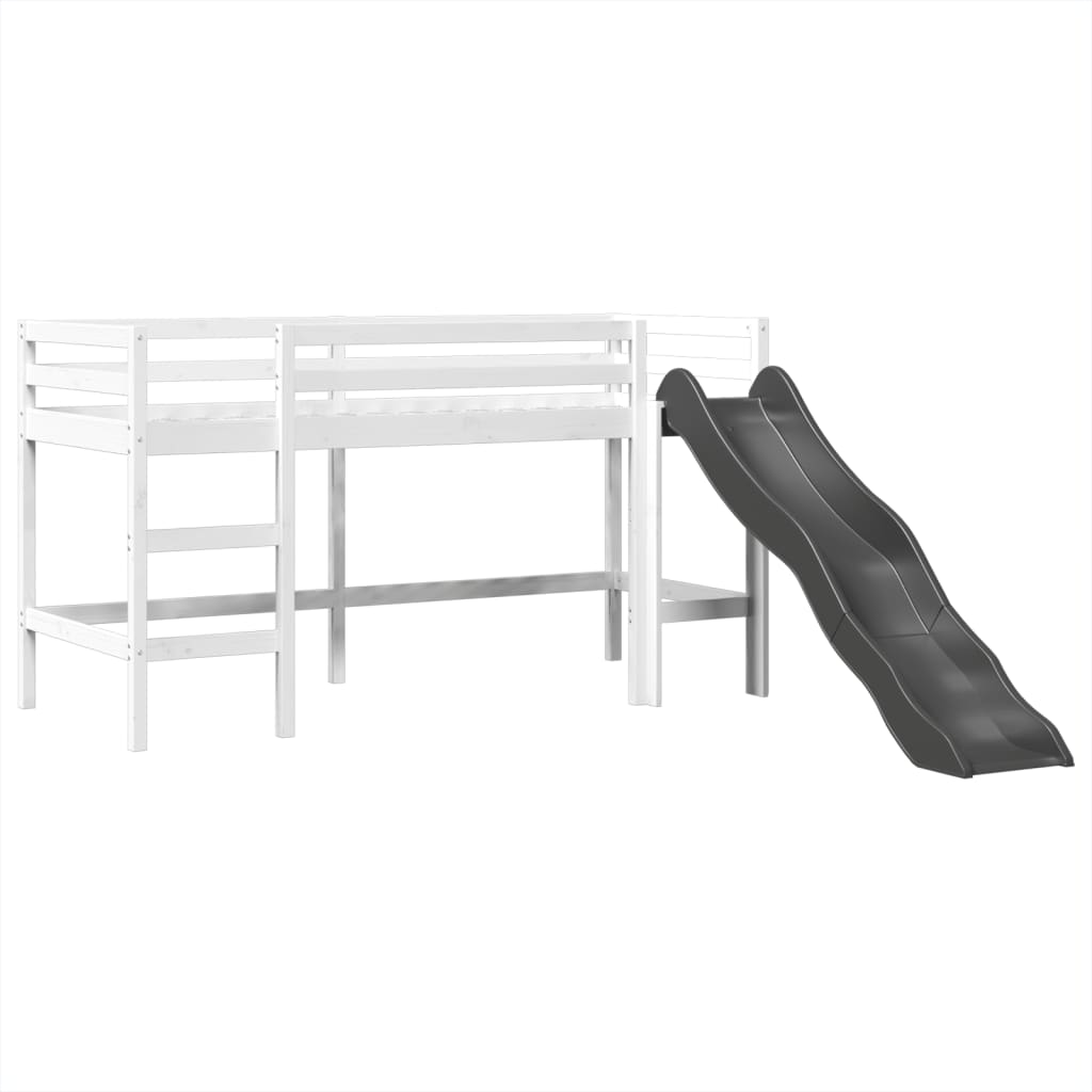 Lit mezzanine enfants avec tour blanc/noir 80x200cm pin massif Lits & cadres de lit vidaXL   