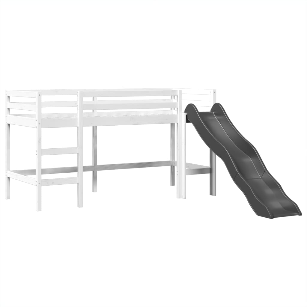 Lit mezzanine enfants avec tour blanc/noir 90x190 cm pin massif Lits & cadres de lit vidaXL   