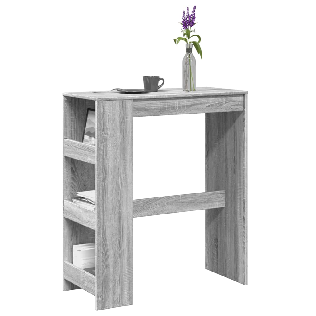 Table de bar avec étagères sonoma gris bois d'ingénierie - Xios Store SNC