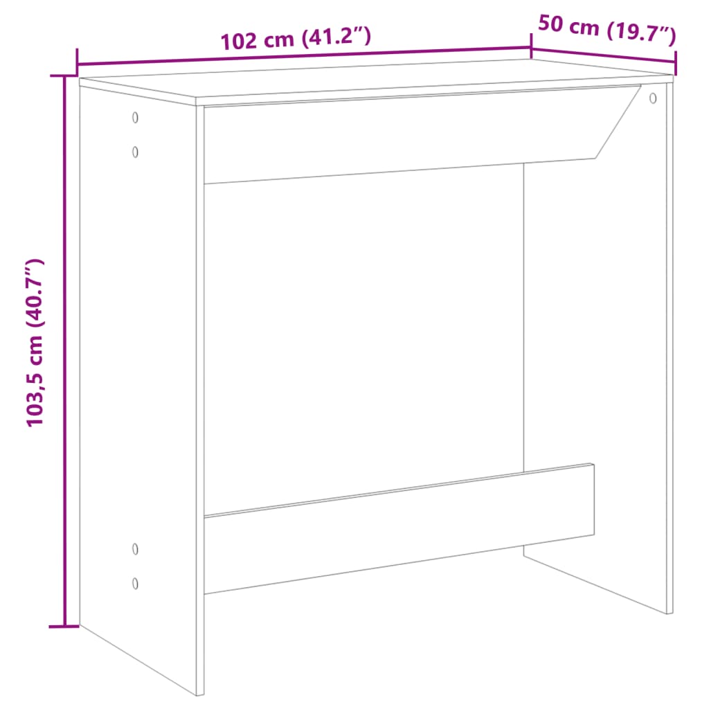 Table de bar noir 102x50x103,5 cm bois d'ingénierie - Xios Store SNC