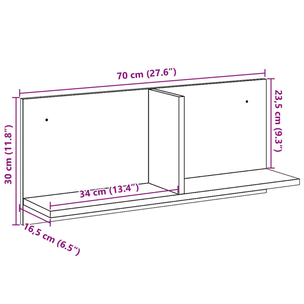 Armoire murale 70x16,5x30 cm vieux bois bois d'ingénierie Étagères murales & corniches vidaXL   