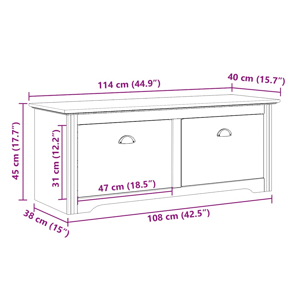 Banc de couloir BODO gris 114x40x45 cm Bancs coffres vidaXL   