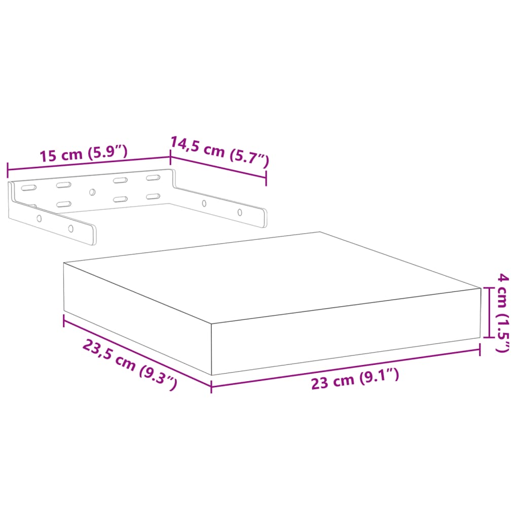 Étagères flottantes 2 pcs 23x23,5x4 cm bois d'ingénierie Étagères murales & corniches vidaXL   