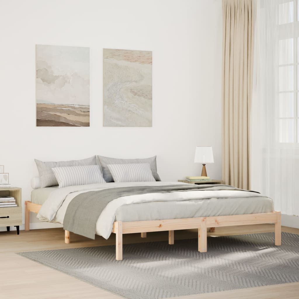 Cadre de lit extra long sans matelas 160x210 cm bois massif pin Lits & cadres de lit vidaXL   