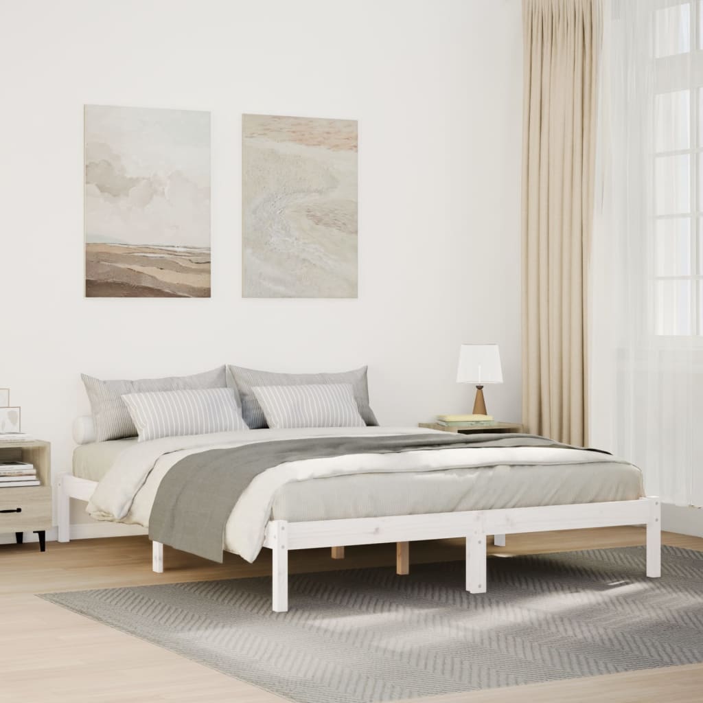 Cadre de lit extra long sans matelas 160x210 cm bois massif pin Lits & cadres de lit vidaXL   