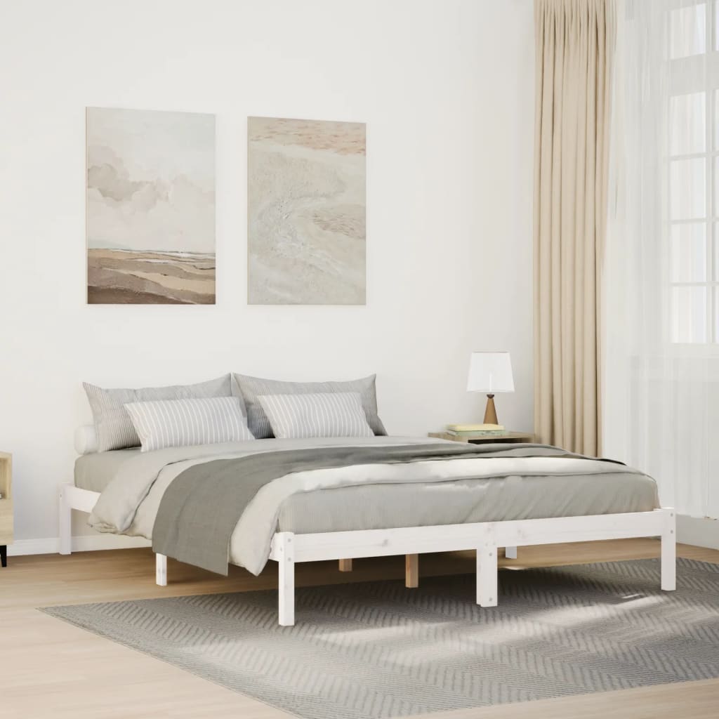 Cadre de lit extra long sans matelas 140x220 cm bois massif pin Lits & cadres de lit vidaXL   