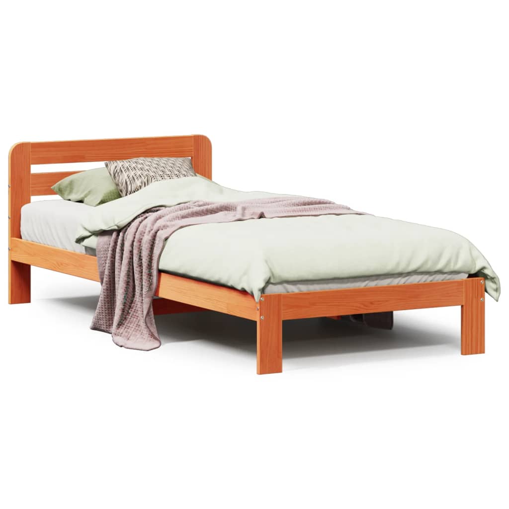 Cadre de lit sans matelas cire marron 90x200 cm bois pin massif Lits & cadres de lit vidaXL   