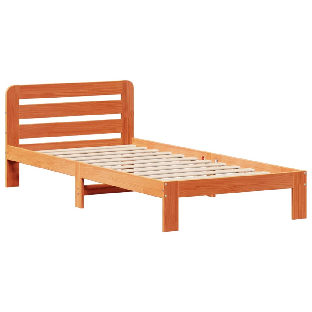 Cadre de lit sans matelas cire marron 90x200 cm bois pin massif Lits & cadres de lit vidaXL   