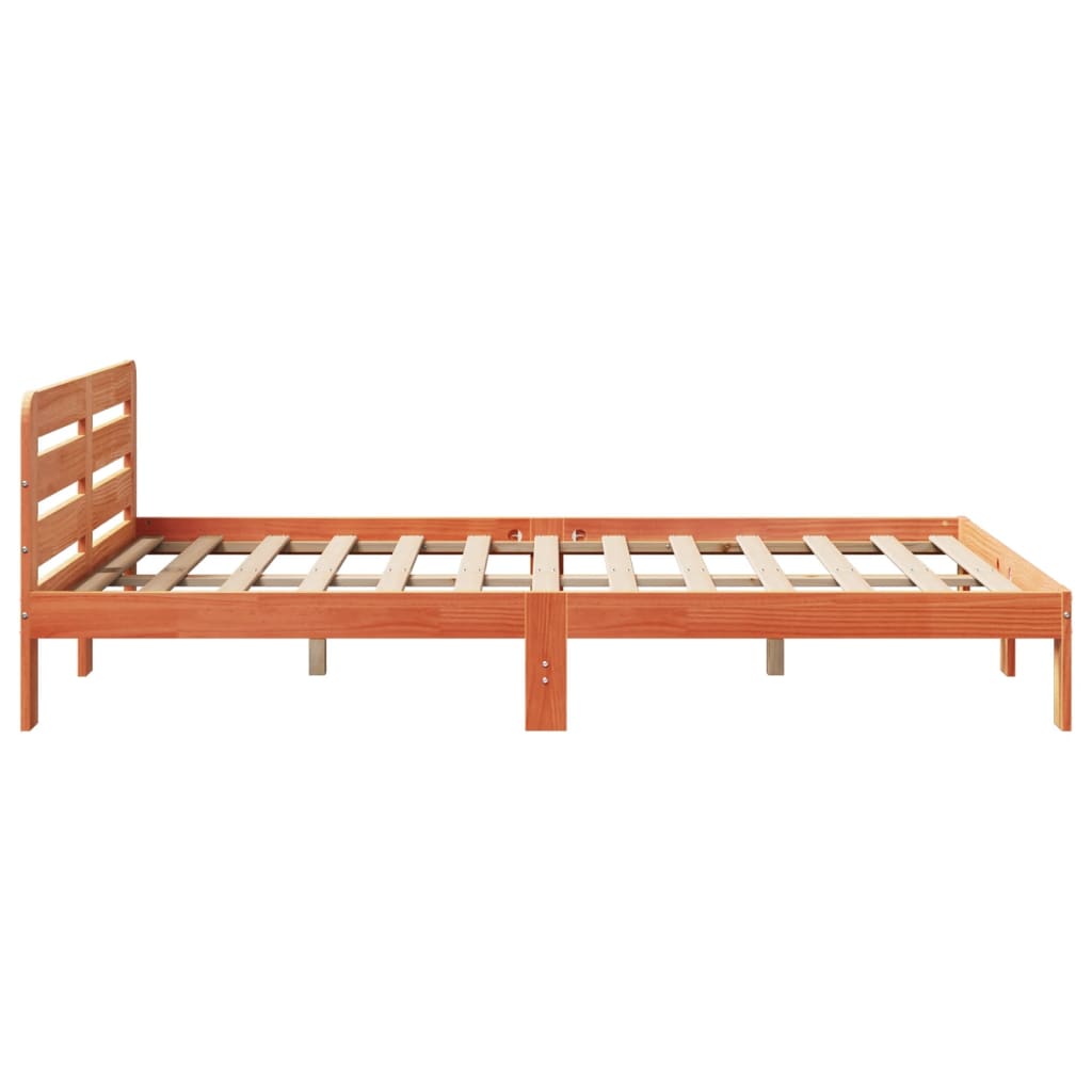 Cadre de lit sans matelas cire marron 150x200cm bois pin massif Lits & cadres de lit vidaXL   