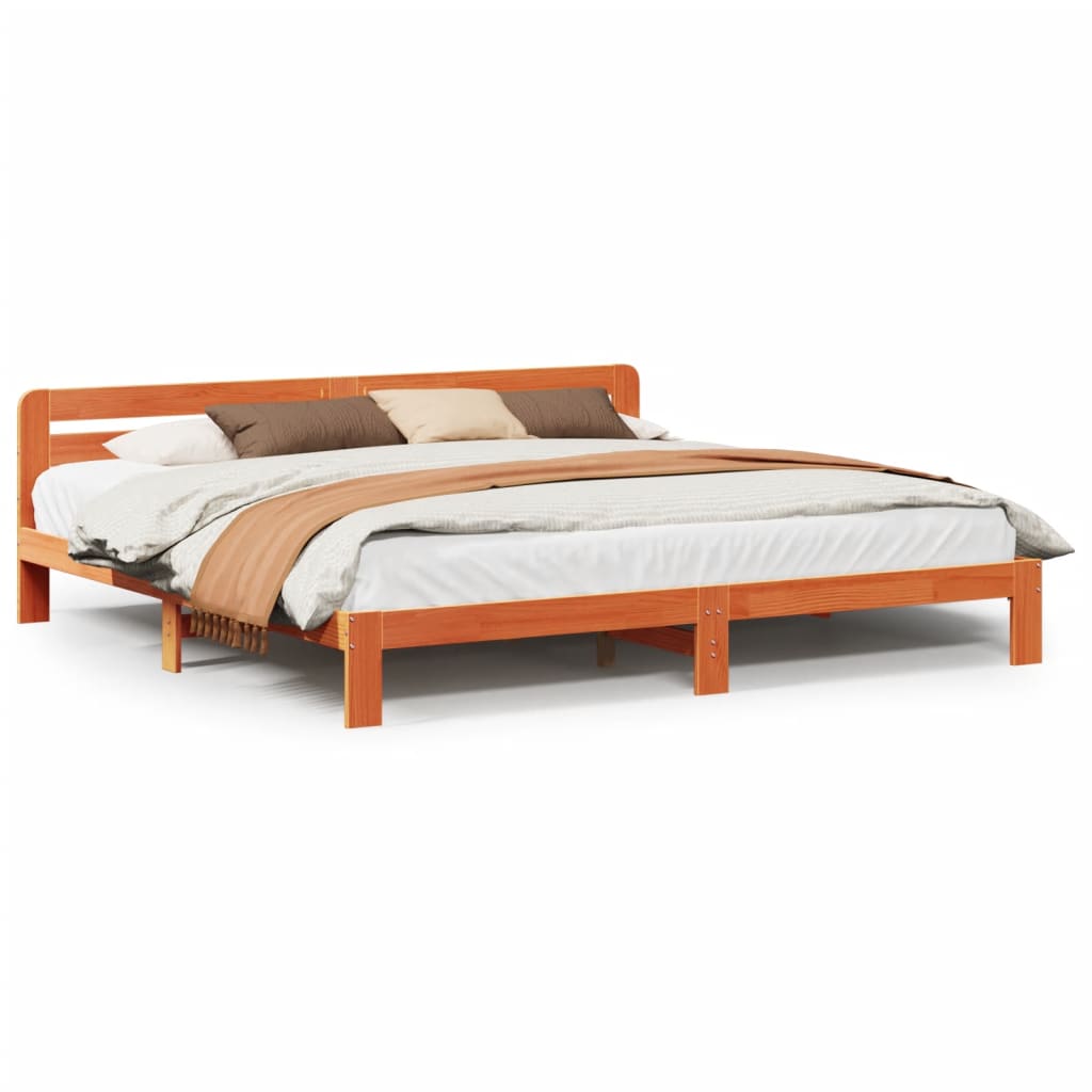 Cadre de lit sans matelas cire marron 180x200cm bois pin massif Lits & cadres de lit vidaXL   