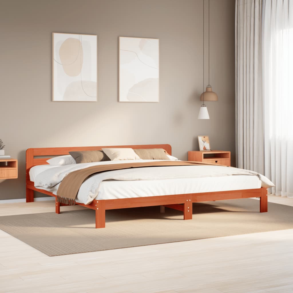 Cadre de lit sans matelas cire marron 180x200cm bois pin massif Lits & cadres de lit vidaXL   