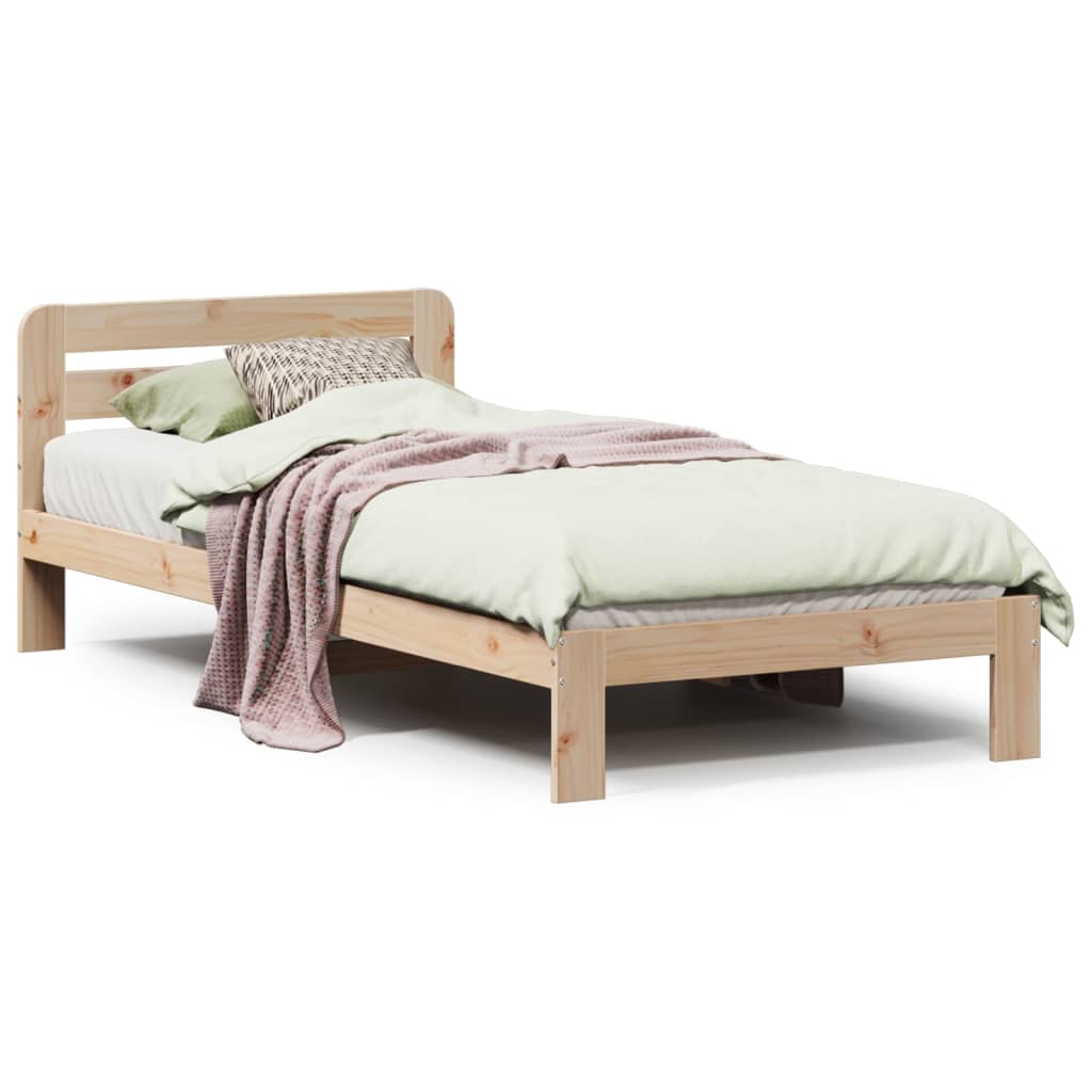 Cadre de lit sans matelas 75x190 cm bois de pin massif Lits & cadres de lit vidaXL   