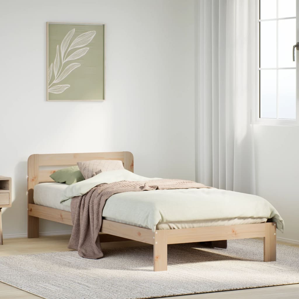 Cadre de lit sans matelas 75x190 cm bois de pin massif Lits & cadres de lit vidaXL   