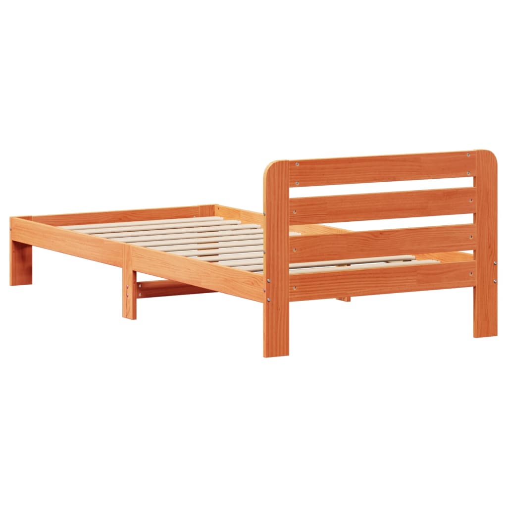 Cadre de lit sans matelas cire marron 75x190 cm bois pin massif Lits & cadres de lit vidaXL   