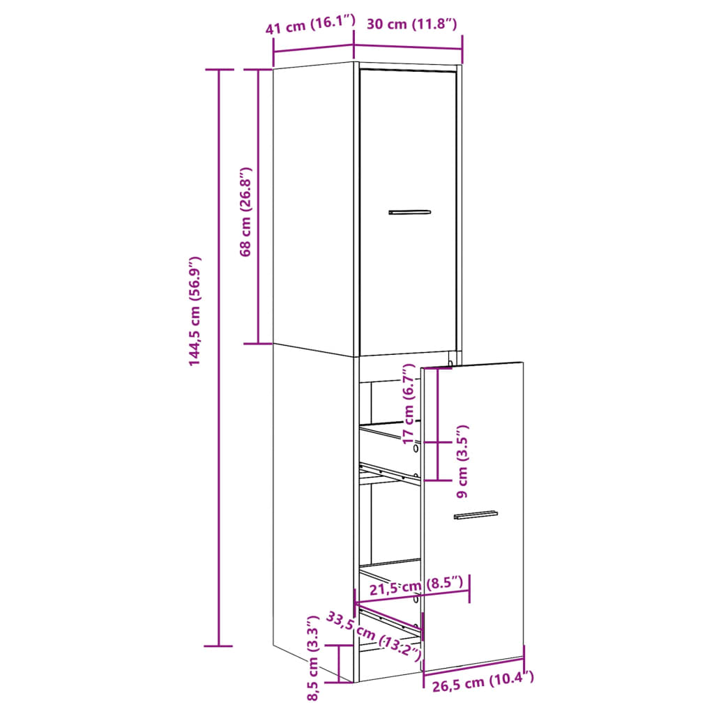 Armoire d'apothicaire chêne sonoma bois d'ingénierie Casiers & armoires de rangement vidaXL   