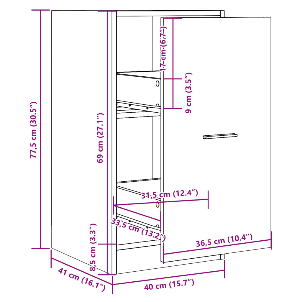 Armoire d'apothicaire noir 40x41x77,5 cm bois d'ingénierie Casiers & armoires de rangement vidaXL   