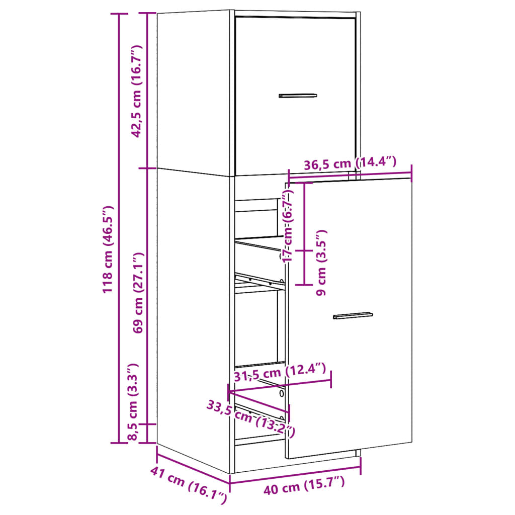 Armoire d'apothicaire chêne fumé 40x41x118 cm bois d'ingénierie Casiers & armoires de rangement vidaXL   