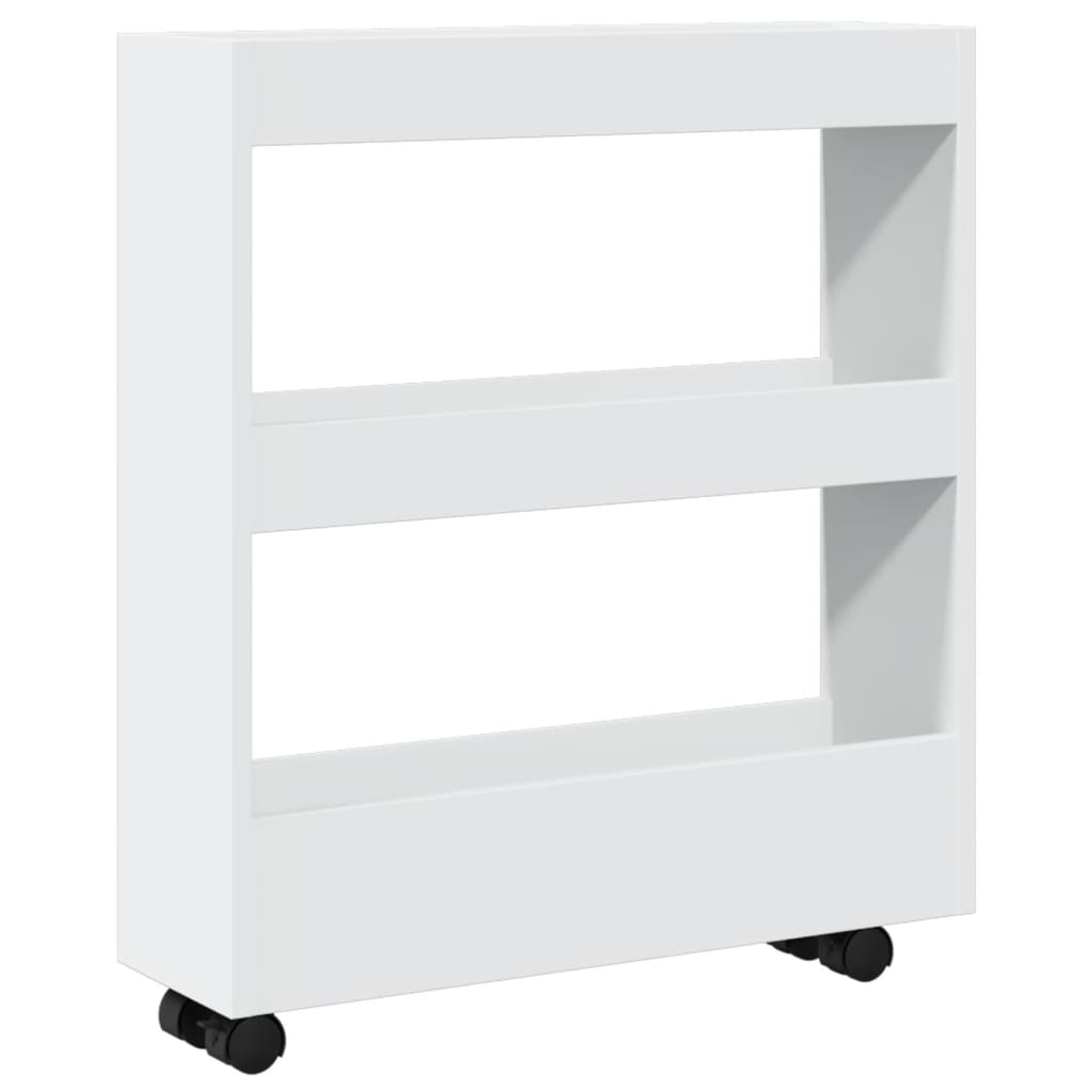 Chariot de rangement étroit 3 niveaux blanc bois d'ingénierie - Xios Store SNC