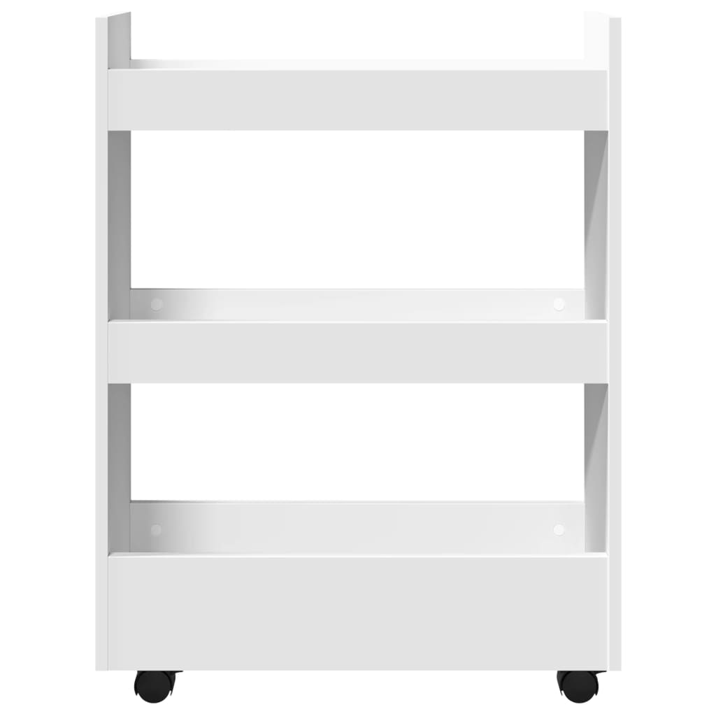 Chariot de rangement étroit 3 niveaux blanc bois d'ingénierie - Xios Store SNC