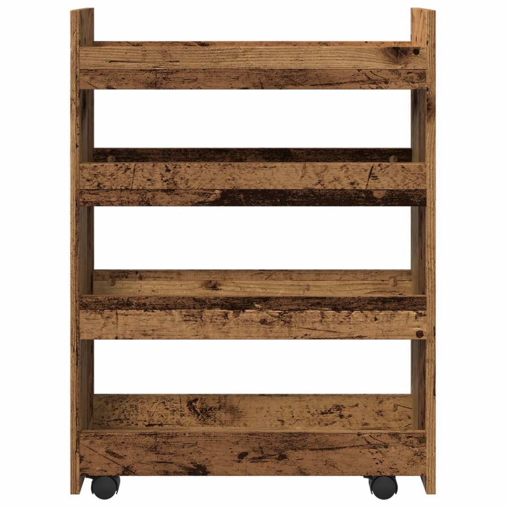 Chariot de rangement étroit 4 niveaux vieux bois - Xios Store SNC