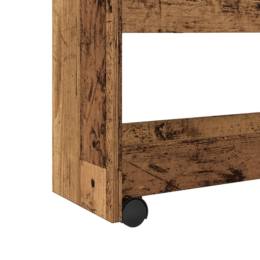 Chariot de rangement étroit 4 niveaux vieux bois - Xios Store SNC