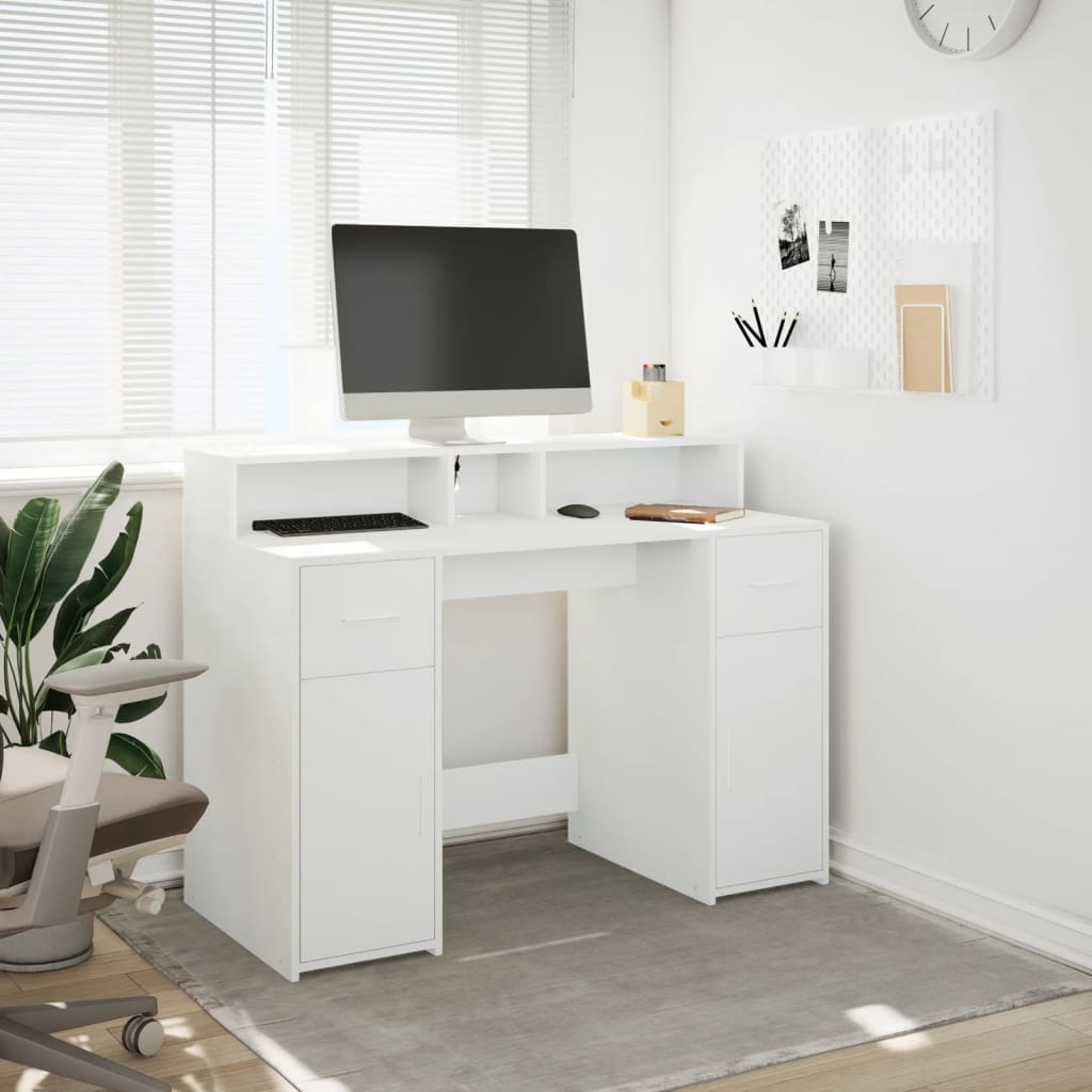 Bureau avec lumières LED blanc 120x55x91 cm bois d'ingénierie Bureaux vidaXL   