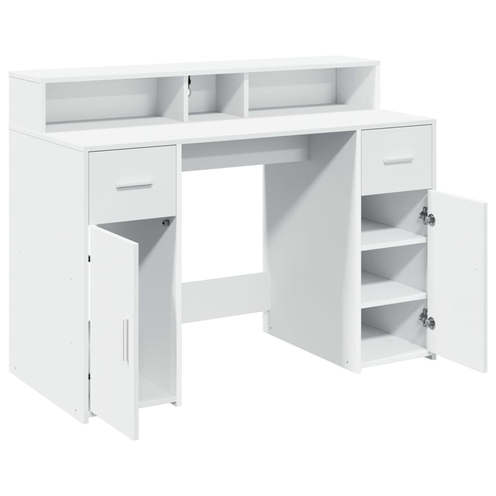 Bureau avec lumières LED blanc 120x55x91 cm bois d'ingénierie Bureaux vidaXL   