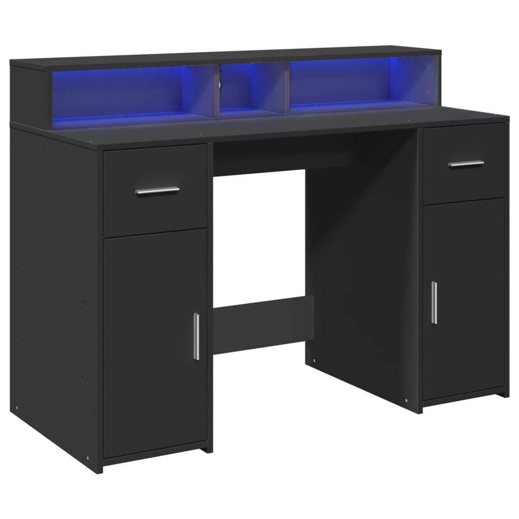 Bureau avec lumières LED noir 120x55x91 cm bois d'ingénierie Bureaux vidaXL   