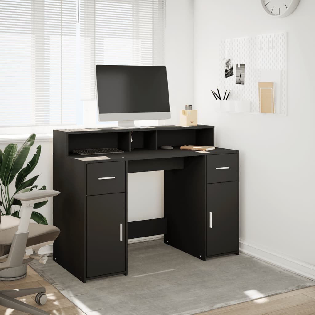 Bureau avec lumières LED noir 120x55x91 cm bois d'ingénierie Bureaux vidaXL   