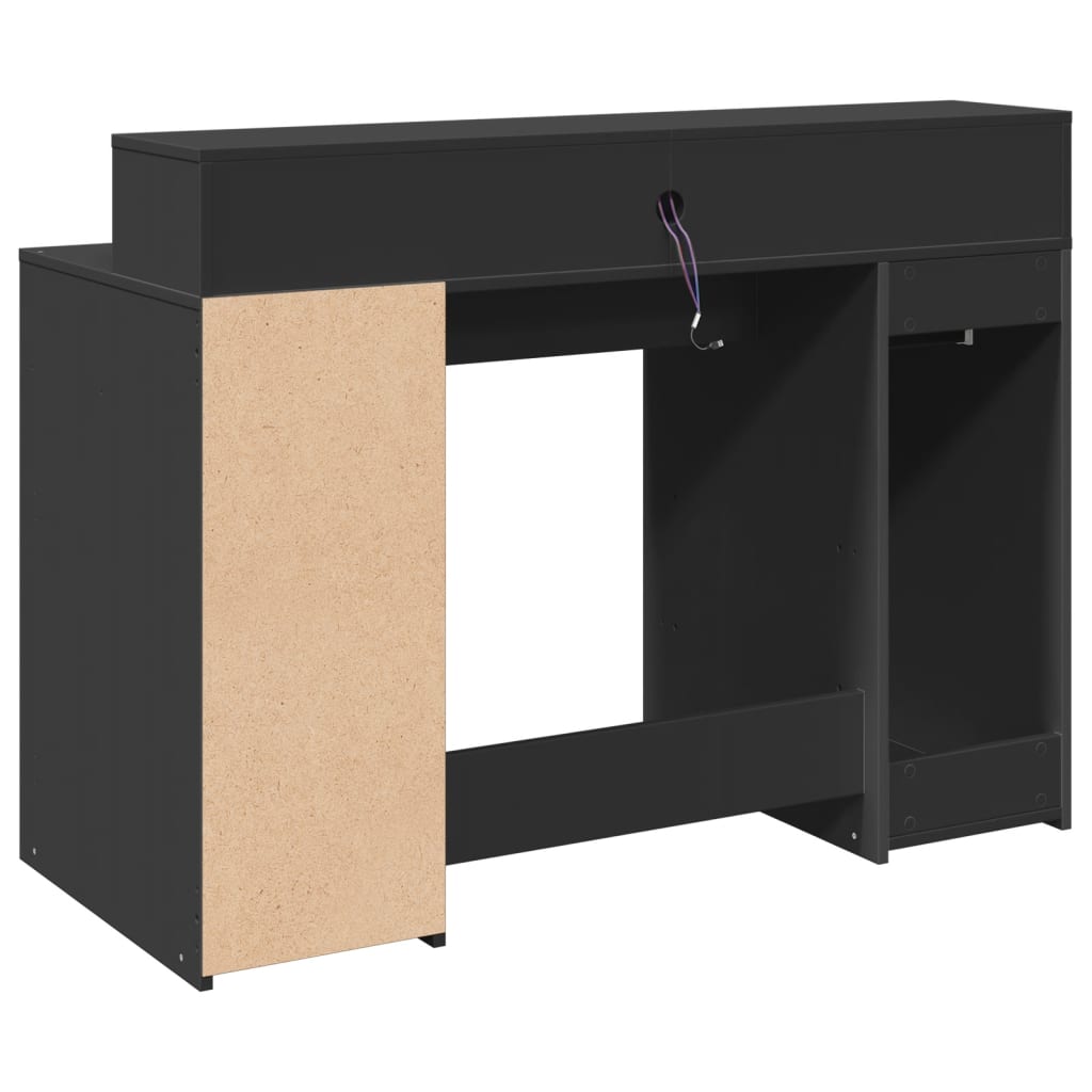 Bureau avec lumières LED noir 120x55x91 cm bois d'ingénierie Bureaux vidaXL   