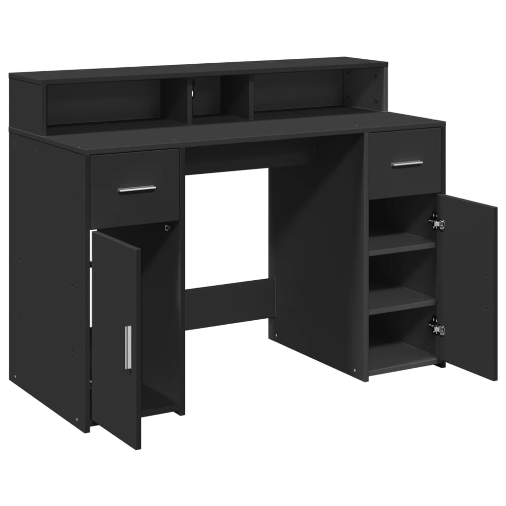 Bureau avec lumières LED noir 120x55x91 cm bois d'ingénierie Bureaux vidaXL   