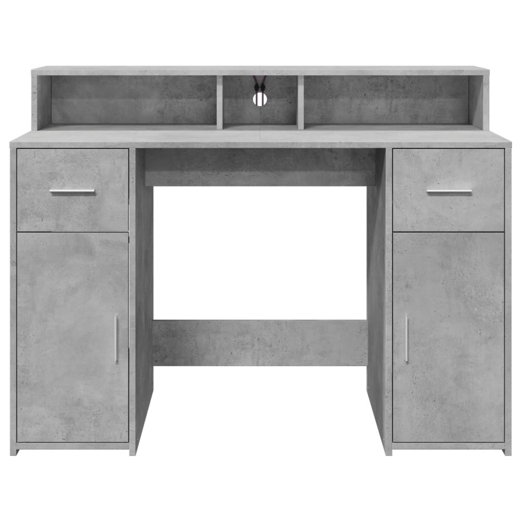 Bureau et lumières LED gris béton 120x55x91cm bois d'ingénierie Bureaux vidaXL   