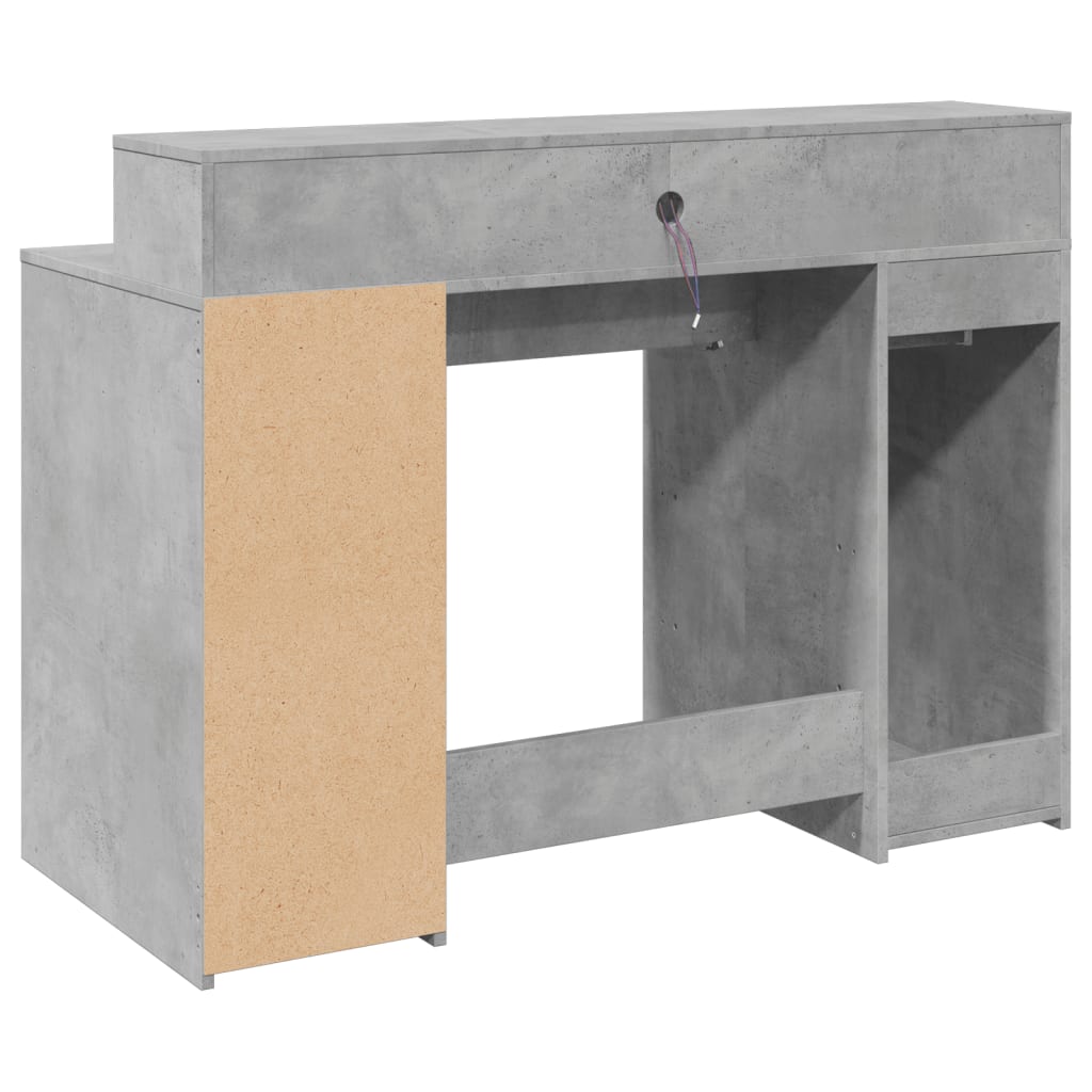 Bureau et lumières LED gris béton 120x55x91cm bois d'ingénierie Bureaux vidaXL   