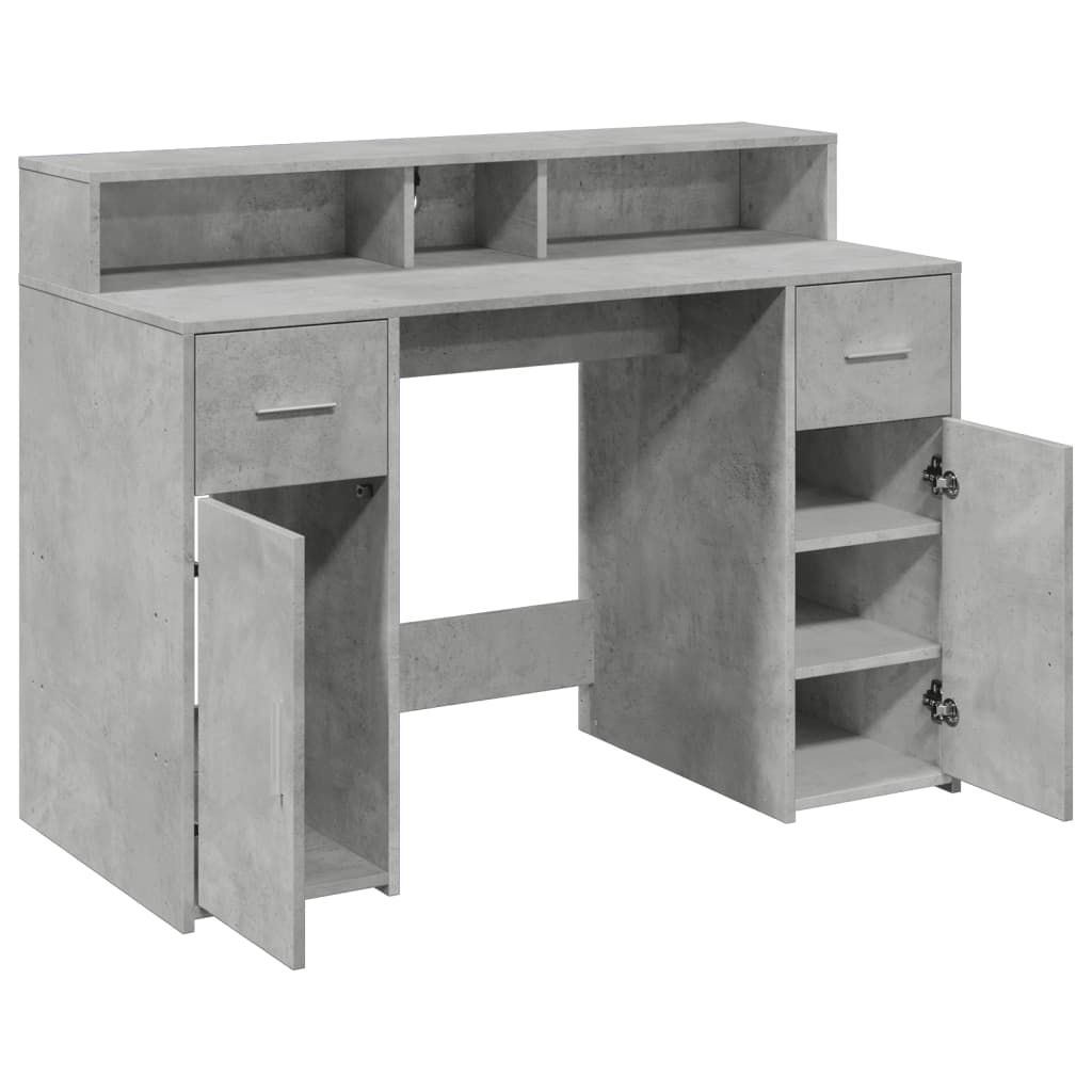 Bureau et lumières LED gris béton 120x55x91cm bois d'ingénierie Bureaux vidaXL   