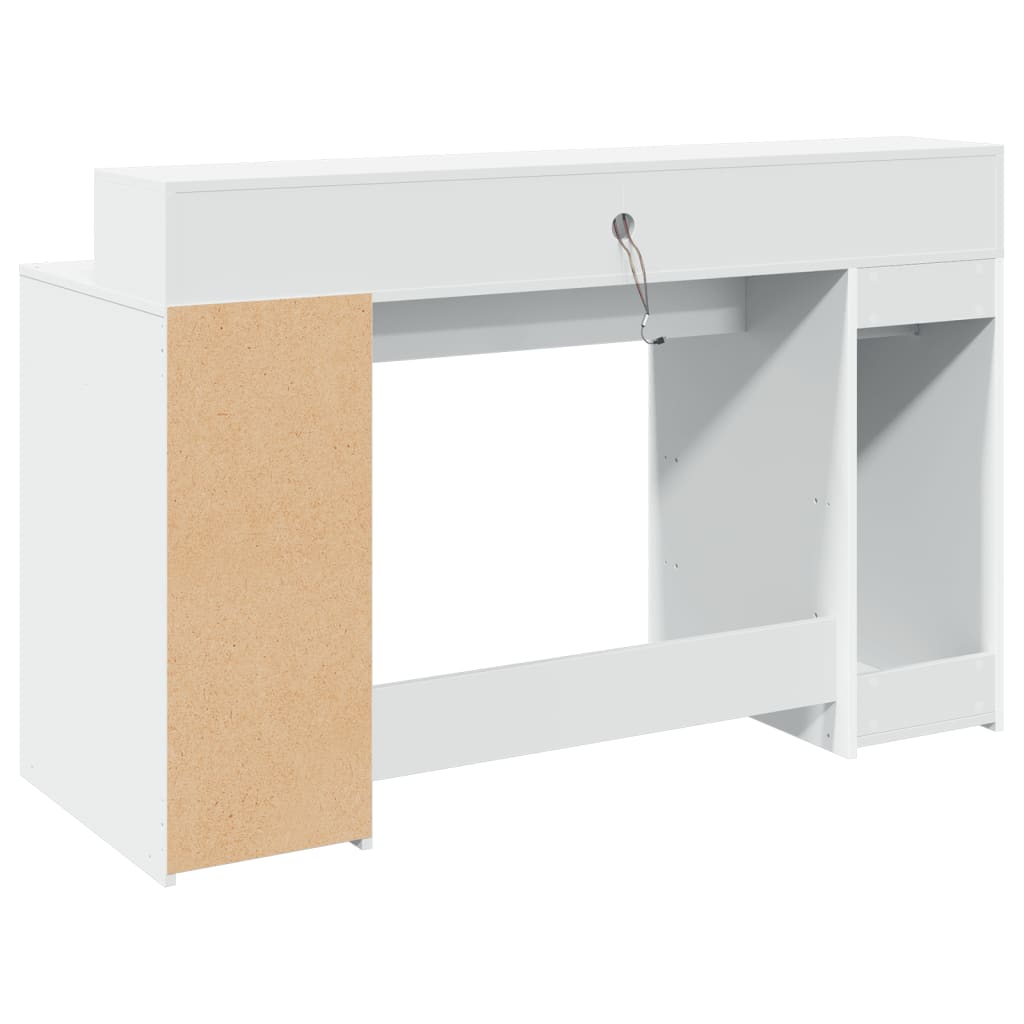 Bureau avec lumières LED blanc 140x55x91 cm bois d'ingénierie Bureaux vidaXL   