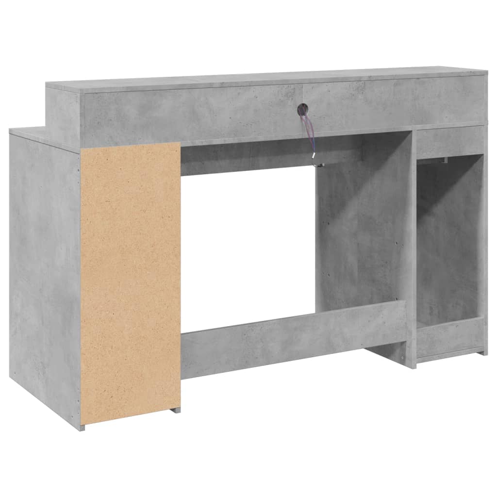 Bureau et lumières LED gris béton 140x55x91cm bois d'ingénierie Bureaux vidaXL   