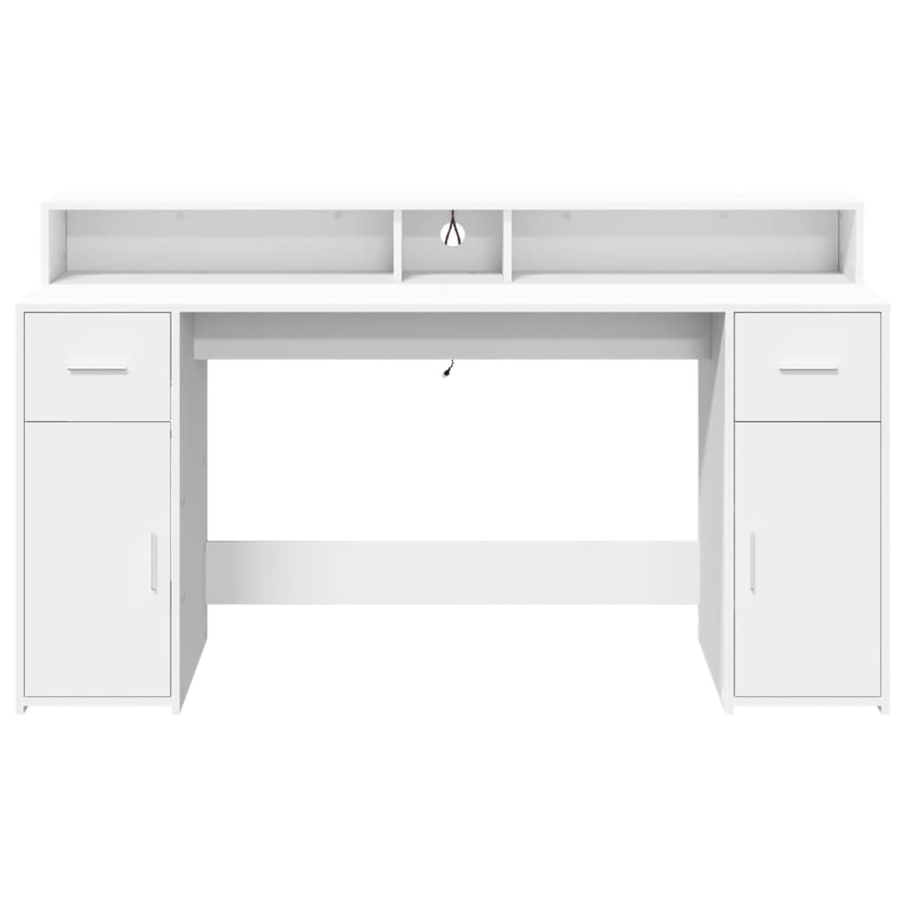 Bureau avec lumières LED blanc 160x55x91 cm bois d'ingénierie Bureaux vidaXL   