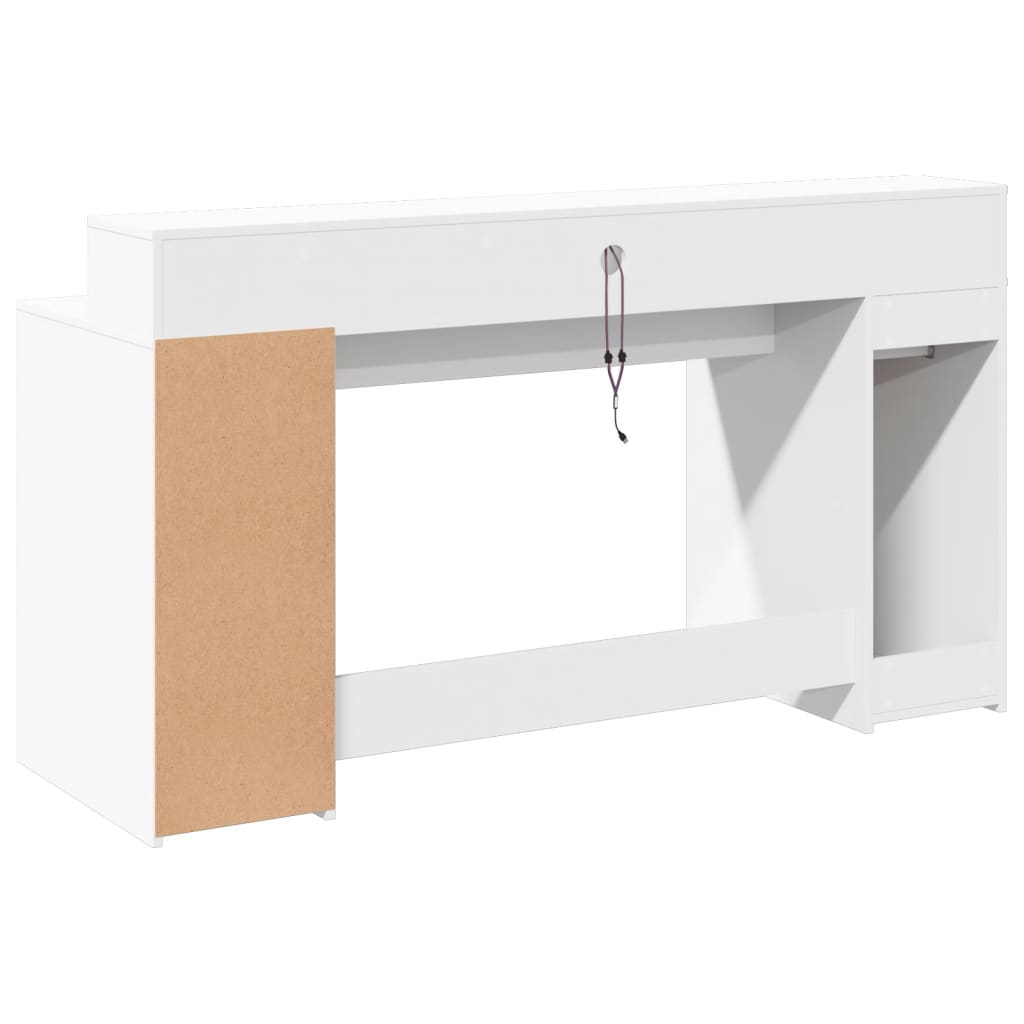 Bureau avec lumières LED blanc 160x55x91 cm bois d'ingénierie Bureaux vidaXL   