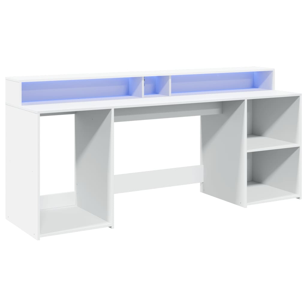 Bureau avec lumières LED blanc 200x55x91 cm bois d'ingénierie Bureaux vidaXL   