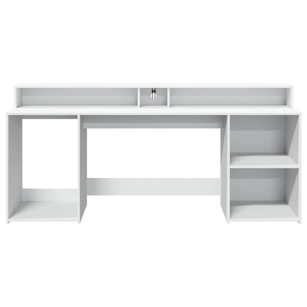 Bureau avec lumières LED blanc 200x55x91 cm bois d'ingénierie Bureaux vidaXL   