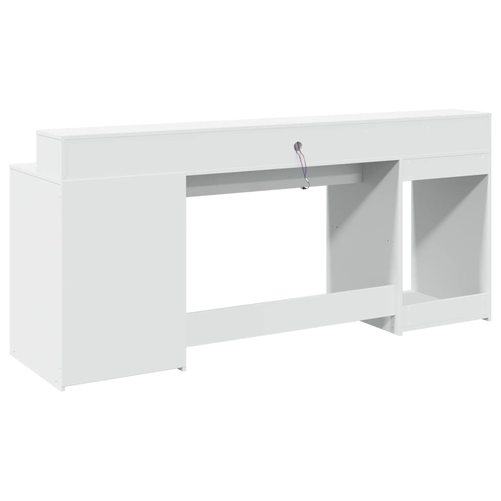 Bureau avec lumières LED blanc 200x55x91 cm bois d'ingénierie Bureaux vidaXL   