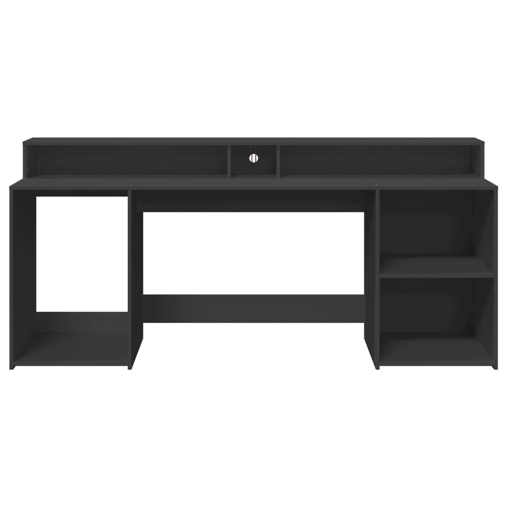 Bureau avec lumières LED noir 200x55x91 cm bois d'ingénierie Bureaux vidaXL   