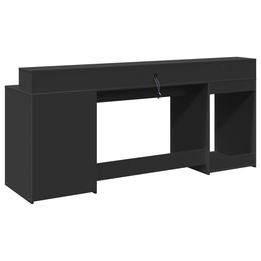 Bureau avec lumières LED noir 200x55x91 cm bois d'ingénierie Bureaux vidaXL   