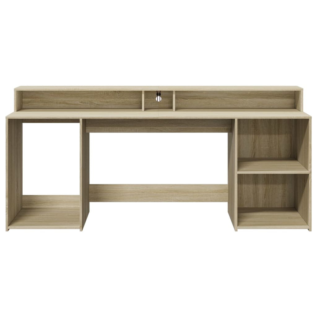 Bureau avec lumières LED chêne sonoma bois d'ingénierie Bureaux vidaXL   