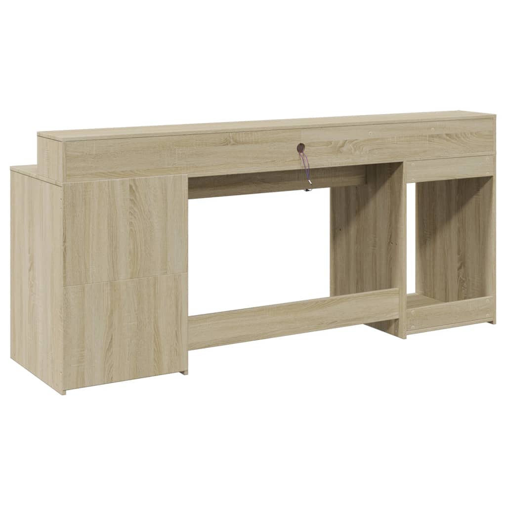 Bureau avec lumières LED chêne sonoma bois d'ingénierie Bureaux vidaXL   