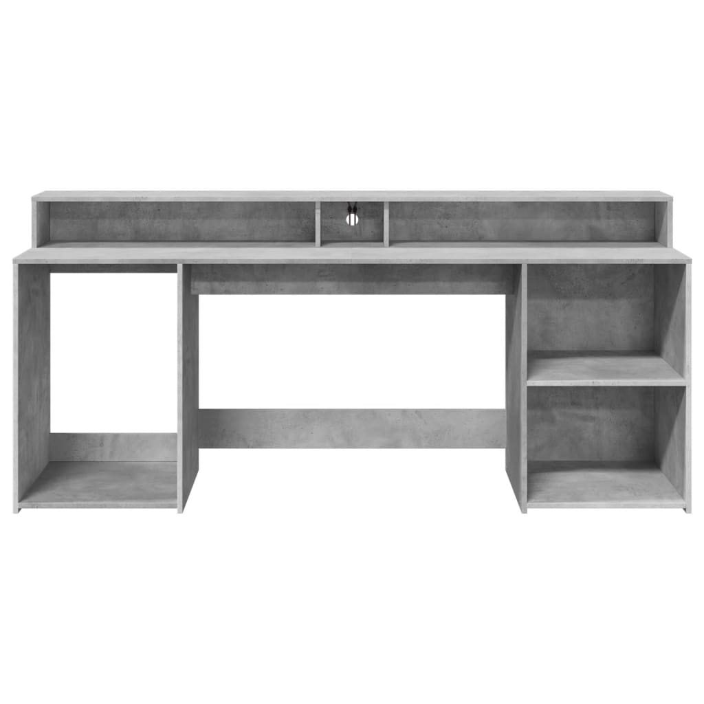 Bureau et lumières LED gris béton 200x55x91cm bois d'ingénierie Bureaux vidaXL   