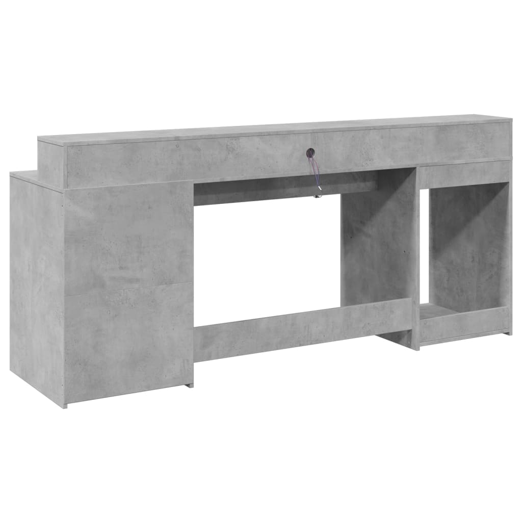 Bureau et lumières LED gris béton 200x55x91cm bois d'ingénierie Bureaux vidaXL   