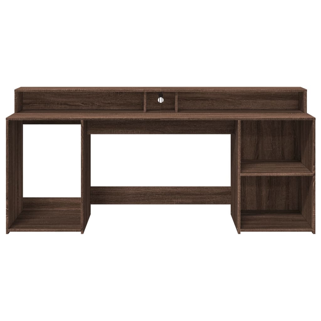 Bureau et lumières LED chêne marron bois d'ingénierie Bureaux vidaXL   